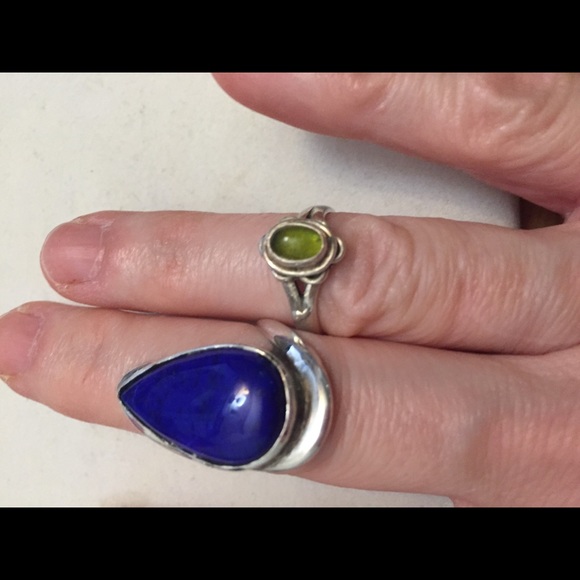 Beautiful vintage Lapis and peridot 925 sterling silver rings! - Picture 5 of 5